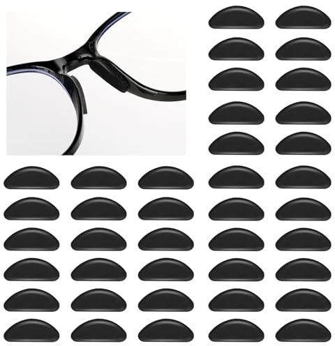 Silikon Brillen Nasenpads 20 Paar rutschfeste Nasenpads mit klebriger Rückseite für Brillen weiche Nasengriffe für Brillen und Sonnenbrillen (Schwarz/1 mm)