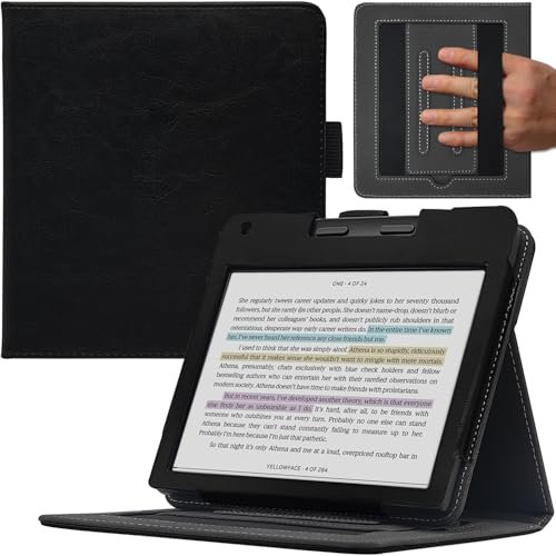 GOVTVA Custodia con doppio supporto per Kobo Libra Color/Libra 2/Bilancia H2O con funzione automatica Sleep&Wake/Double Hand Strap/chiusura magnetica, adatta per e-reader Kobo Libra (Gentleman Black)