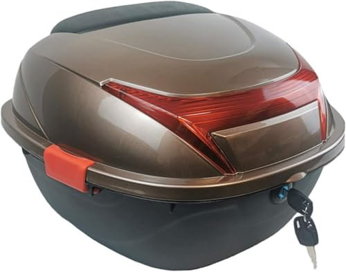 Topcase Motorradkoffer, Topcase Box, Aufbewahrungskoffer für Heckhelme, Topcase Universal, Helmkoffer für Roller, Motorrad, Moped & Quad,Braun