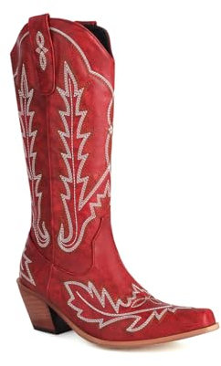 Stivali Texani Donna,Stivali da Cowboy Donna Motociclista,Stivali alla Moda, Stivali ad altezza ginocchio E1