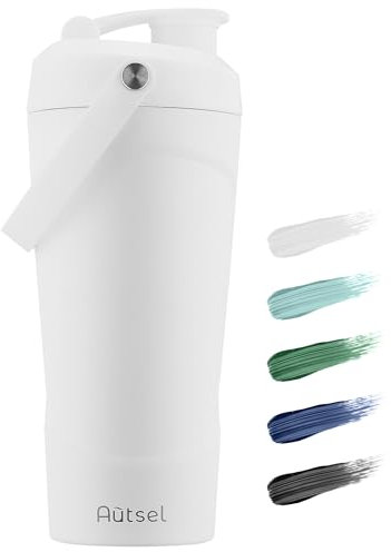 Autsel Shaker de Proteine, Bouteille Shaker Inox, Shaker Isotherme de Sport, Portable Protein Shake Mixer, for Protein Shakes and Meal Replacement Shakes, BPA Free, 750ml