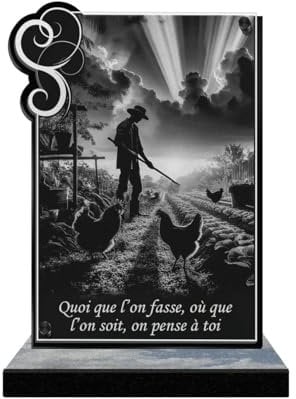 Eternel - Plaque Funéraire Personnalisée Cadre Ornements - Potager, Jardin, Jardinage, Paysan - Texte Personnalisable, Plaque Funéraire Gravée au Laser, Hommage, Plaque Cimetière, Tombale, Funérailles