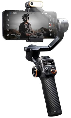 Stabilizzatore cardanico per smartphone con sensore di visione AI e con treppiede, design magnetico, stabilizzatore per vlogging, giunto cardanico per telefono intelligente a 3 assi portatile