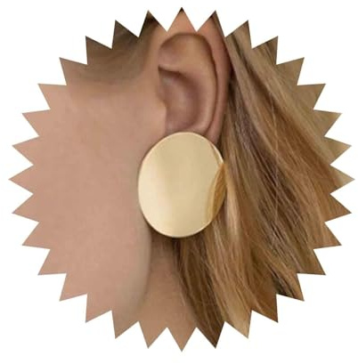 Cybche Boho Münze Scheibe Ohrstecker Ohrringe Gold Runde Scheibe Ohrringe Großen Runden Kreis Ohrringe Vintage Kreis Münze Ohrringe Metall Kreis Minimalistischen Ohrringe Schmuck Für Frauen