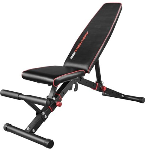 Hansson Sports® Deluxe Hantelbank mit Beinhalterung, Sitz- u. Rücklehne verstellbar durch sicheres Gleitschienen-System, zusammen klappbar u. platzsparend, (A:1F09333HS)