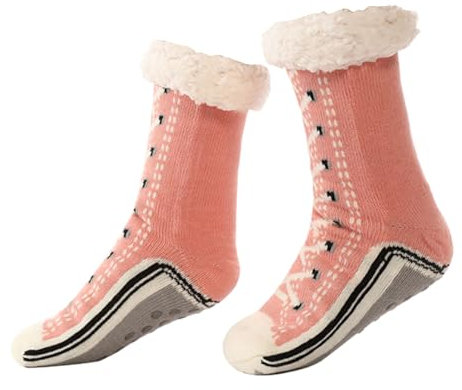 KQIVAM Hausschuhe Damen Winter, Anti Rutsch Socke, Winter Hausschuhe Socken, Damen Nicht Gleiten Strick Fleece Gefütterte Kuschelsocken Dicke Pantoffel Socken Rutschfeste Super Weiche Sale Angebote