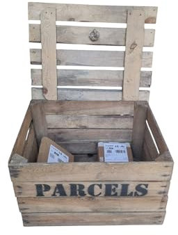 Generic Rustic Vintage Parcel Drop Box - 50 cm (W) x 40 cm (D) x 31 cm (H) - Vintage Wooden Crate