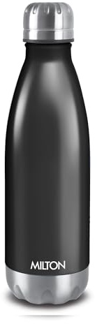Milton 500 ml Insulated Flask, Leakproof Stainless Steel Water Bottle | Double Wall Vacuum Insulation, Keeps Drinks Hot & Cold 24 Hours, Dishwasher Safe, Duo DLX Matt Black