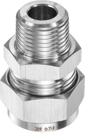 sourcing map Compression Fitting 3/4 Tube OD x 1/2 PT Male Thread Stainless Steel Straight Coupler Adapter Compression Tube Pipe Fitting Connector for Oil Gas Water
