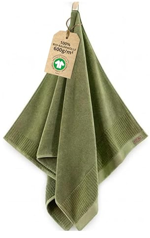 ZWOLTEX - Duschhandtuch Groß 100x150, Ultra Weich & Saugfähig 600 g/m², 100% Bio Baumwolle GOTS Zertifizert, ÖKO-TEX, Handtücher Grün, Porto Collection - 1 Stück