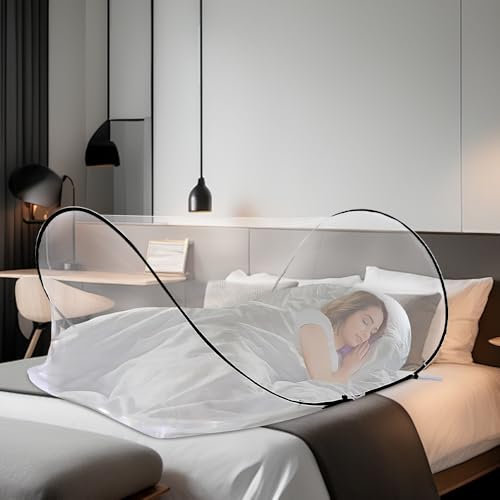 KBIBCK Moustiquaire Pliable, Moustiquaire Pop Up, Moustiquaire de Voyage, Moustiquaire Pliable pour Lit Simple avec Sac de Rangement de Voyage, Convient pour Camping Chambre à Couche (200x80x56 cm)