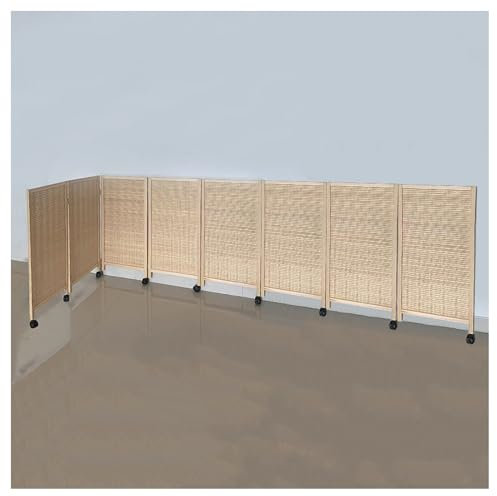 Faltbarer Raumteiler, Temporäre Trennwand Mit Drehrad, Gewebter Verdunkelungs-Sichtschutz, for Wohnheim-Kindergarten-Trennbüro(39.37 x 15.74in-8 Pieces)