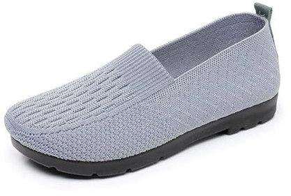 Mocasines sin cordones para mujer, suela suave, transpirables, zapatos de vestir para ballet, enfermera, caminar, trabajo, casual, cómodos mocasines, gris, 40 EU