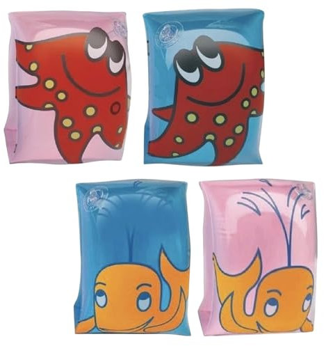 Sicignano - Reposabrazos para niños, de 3 a 6 años, de vinilo, 25 x 15 cm | Fantasías coloridas surtidas | Flotadores seguros para natación, mar y piscina (ballena/estrella)