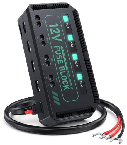 ZEXMTE sicherungshalter 12 volt,Universelles 20-A kfz sicherungen set mit LED-Anzeigeleuchte,Motorradzubehör-Stromversorgungseinheit mit 4 Stromkreisen für 12-Volt-Fahrzeuge