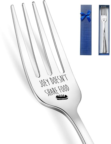 HSSPIRITZ Joey Doesn't Share Food Funny Engraved Stainless Steel Fork,Best Bread Cake Dessert Fork,Best Friends TV Show Fans gift,for Women,Men,Kid,Sister,Parents Birthday Christmas Thanksgiving Gifts