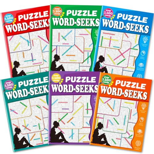 Aannanl 6 Pack Large Print Word Search Books for Adults, Puzzle Word Game | 6600+ Words | Criss Cross Puzzle Books for Adults,Elderly and Teens | Brain Games