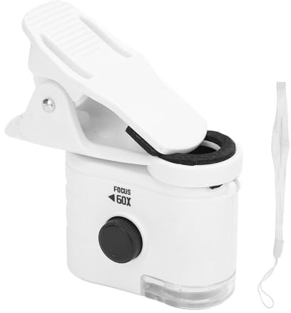 Pilipane Taschenmikroskop, tragbares Mini-Mikroskop, optische HD-Linse, verstellbare Fokussierung, Smartphone-Clip-Mikroskop für naturwissenschaftliche Bildung, Schmuckbewertung,