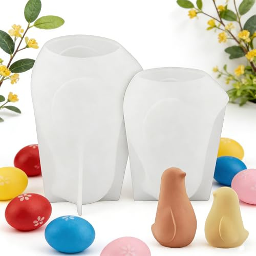 Moules à Bougie pour Oiseau,Gloryit Moules en Plâtre pour Animaux de Printemps et de Pâques, 2 Moule en Silicone pour Mouler des Oiseaux,À Utiliser Dans les Bougies,la Cire de Soja et L'artisanat.