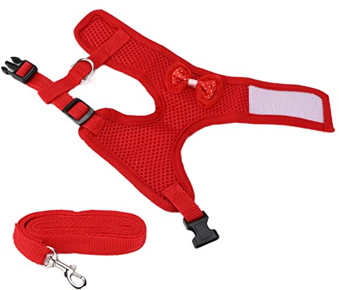 Yechiry Atmungsaktive Hühner-Haustierweste mit Verstellbarem Geschirr und Leine für Hühner, Weiches Mesh + Strapazierfähiges Nylon, 1 X Brustgurt, 1 X Zugseil (Rot)