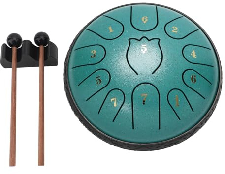 CHICIRIS 6-Zoll-Stahlzungentrommel mit Vielseitigem Klang für Meditation und Yoga, Perfekt für Alle Fähigkeitsstufen (GREEN)