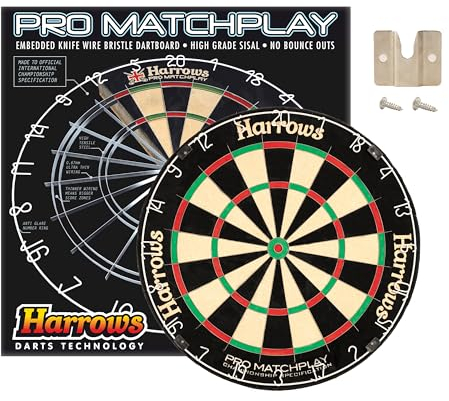 Harrows Dart Board Pro Matchplay I Dartscheibe, offizielle Größe, Dartscheibe mit ultradünnem Messerdraht für maximale Punktzahl, kompatibel mit Dartscheibenständer, Dartscheibenbeleuchtung