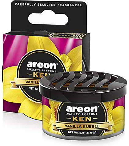 Areon Ken Car Air Freshener Vanilla Black Sweet Scent Home Room Tin Can Mini Top Up Long Lasting Adjustable Vented Lid 3D Pack of 1