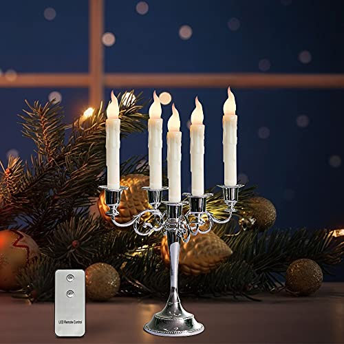 LACGO (6pcs/Set) Battery-Powered 18cm Remote Control LED Candlesticks with Dripping Warm White Electric Candle Sticks with Remote for Indoor/Outdoor Use(Warm White)