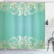 ABAKUHAUS Jahrgang Duschvorhang, Flora Curlicues, Stoffliches Gewebe Badezimmerdekorationsset mit Haken, 175 x 220 cm, Seafoam Creme
