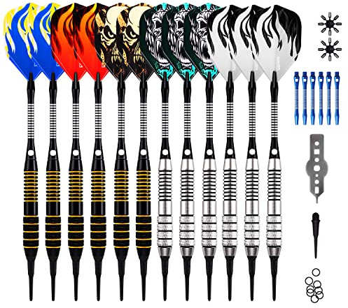 ONE80 Dartpfeile, Dartpfeile mit Kunststoffspitze, 18 Gramm Profi Softdarts 12 Stück Soft Darts Pfeile Set