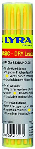 Lyra Bleistiftminen, Mine gelb, 12 Stück, für alle Oberflächen geeignet, Farbe abwischbar – 4490007