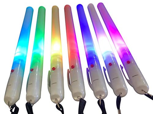 Glowtopia LED Premium 7 Glow Sticks - Flashing Multicoloured Glowsticks Party Fitness (Wrist Length Lanyard, 6 Pack)