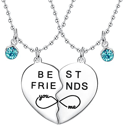JeweBella Freundschaftskette Damen Herz Gravur Puzzle BFF Anhänger Ketten für Mädchen Best Friends Forever Halskette Geschenke