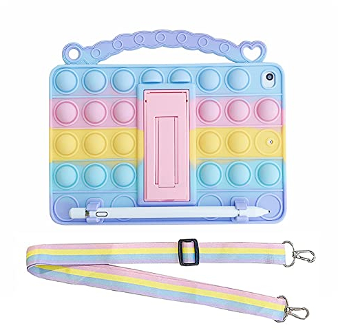 XZC - Custodia per iPad Air2/Pro/6°/2018 per bambini, design elegante, morbido e antistress, antiurto, con supporto per matite, cinghia da trasporto e cavalletto (iPad Air 2/pro/iPad 6 9,7 pollici)