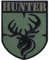 Hunter Patch zum annähen | Hirsch Wappen Geschenk Förster Waidmann Abzeichen Hirschkopf mit Geweih Aufnäher Applikation für alle Stoffe | 70x90mm