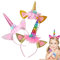 3 Cintas para el Pelo de Unicornio para niños, Diadema de Unicornio, Cintas para el Pelo de Unicornio, con Accesorios para el Pelo y Orejas de Cuerno de Unicornio, para Pascua, cumpleaños, Fiestas