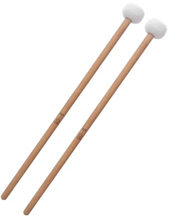 2 Stück Schlagzeug Schlägel Paukenschlägel Weißer Filz Trommelschläger Stick Trommelstöcke Wollstockschlägel Percussion Instrumental Zubehör für Pauken Snaredrum