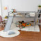 Panana Bunk Bed with Slide Wooden Loft 3FT Single Bed Frame for Kids, Grey