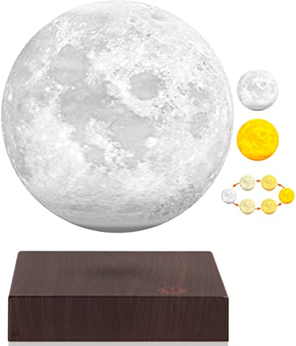Magnetische Levitation Schwebende Mondlampe - 3 Farben Modi Rotierende schwebende 3D-Druck LED-Mond-Licht-Lampen mit Touch Control, Nachtlichter für Büro Haus Tischdekoration, kreatives Geschenk