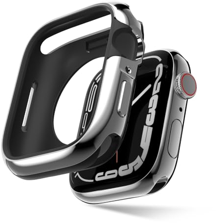 SwitchEasy Custodia in alluminio aeronautico per Apple Watch serie 8/SE/7/6/5 da 44 mm e 45 mm, custodia in alluminio con paraurti interno ammortizzante, Odyssey Glossy Edition,Flash Silver