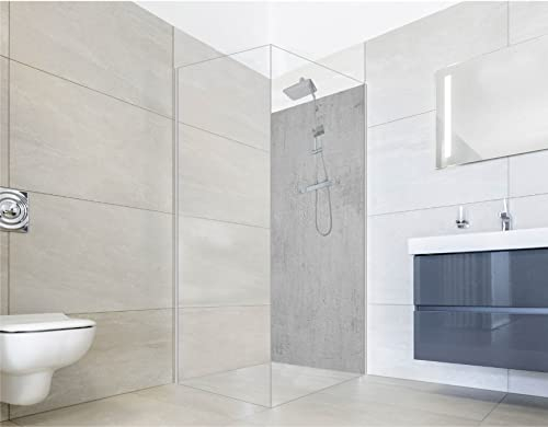 NORILIVING Duschrückwand Fliesenersatz Dusche 90x200 cm Motiv Beton Struktur dunkel | Duschwand ohne Bohren 1 teilig | Wandverkleidung Bad Aluverbundplatte 3 mm
