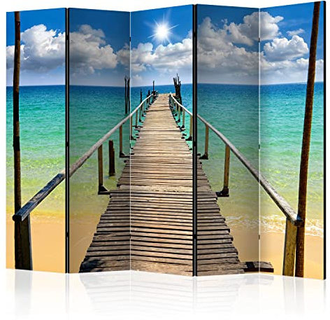 murando - Paravent Raumteiler Landschaft, 225x172 cm, 5-teilig, Wohnzimmer | Mobiler Sichtschutz, sofort einsatzbereit, Holzrahmen, ideal fürs Wohnzimmer oder Büro, geruchsneutral, lichtbeständig