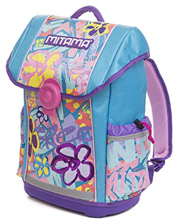 Mitama - Zaino Upside Girl FLOWERS, Scuola Elementare, Ergonomico, Super Organizzato, Impermeabile, Schienale Imbottito, 24 litri…