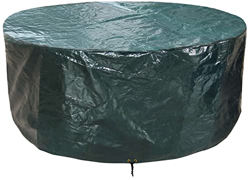 PATIO PLUS Rattan Furniture Covers Outdoor,Round Patio Table Cover Waterproof , Windproof, Anti-UV, Circular Garden Furniture Set Covers for Patio Table and Chairs Set - 130x71cm Green