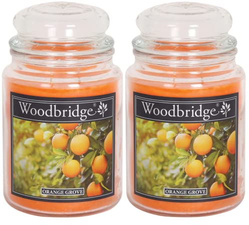 Woodbridge Große Duftkerze im Glas mit Deckel | 2er Duftkerzen Set Orange Grove | Duftkerze Orange | Kerzen lange Brenndauer | Raumduft für Zuhause | Kerze 2 Docht