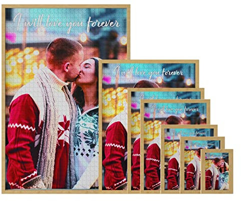 Puzzle Mit Eigenem Foto - 35/70/120/200/300/500/1000 Teile Puzzle mit Rahmen, Holzpuzzles für Erwachsene und Kinder, Familie, Hochzeit, Schulabschluss, Geschenk