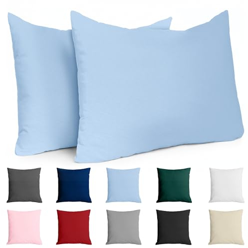 Kissenbezug 40x60 Baumwolle Renforcé (2er-Set) - Hellblau - Dicht gewebt mit 57 Fäden/cm² - Kissenbezug 40 x 60 - Oeko Tex Zertifiziert - Dreamzie