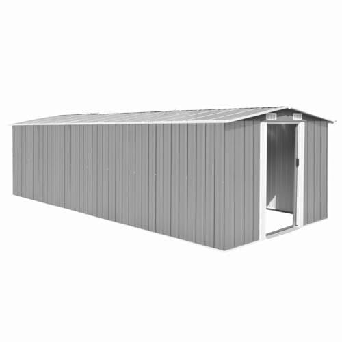 vidaXL Capannone per esterni, capannone da giardino, capannone in metallo, capanno cortile per terrazza, prato, veranda, biciclette, attrezzi da giardino, tosaerba, grigio
