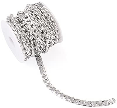 FASHEWELRY - Cadena de eslabones de aluminio de 5 m, 13 x 8 mm, cadena de plata para hacer joyas para hacer joyas de bricolaje para mujeres y hombres