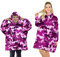 ALLEN & MATE Hoodie-Decke für Kinder und Erwachsene, übergroßer Decken-Hoodie, warmer Morgenmantel, weicher Fleece-Bademantel mit Kapuze, Geschenke, Mädchen, Teenager, Erwachsene (Pink Camo)